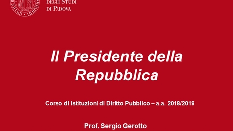 Thumbnail for entry Il Presidente della Repubblica (29.11.2018)