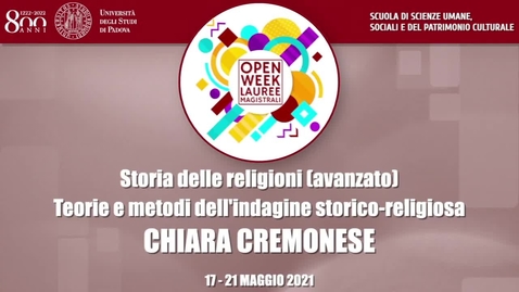 Thumbnail for entry Storia delle religioni (avanzato)/Teorie e metodi dell'indagine storico-religiosa  - Docente: Chiara Cremonesi