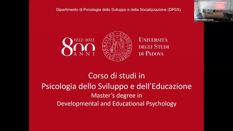 Thumbnail for entry Open Day CdS Magistrale in Psicologia dello Sviluppo e dell'Educazione a.a 23/24 - Prof.ssa Mammarella