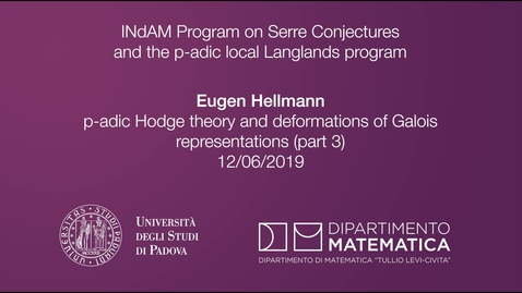Thumbnail for entry 4.9 Eugen Hellmann, p-adic Hodge theory and deformations of Galois representations (part 3), 12 June 2019, INdAM Program