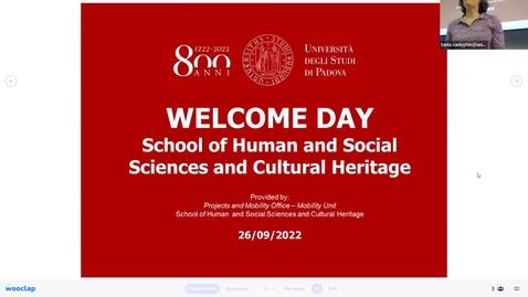 Thumbnail for entry Welcome Days_School of Human and Social Sciences and Cultural Heritage (26/09/2022)