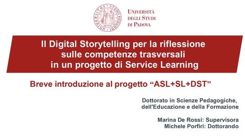 Thumbnail for entry Il Digital Storytelling per la riflessione  sulle competenze trasversali  in un progetto di Service Learning