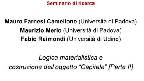 Thumbnail for entry Seminario di ricerca  2023. Relazione di Mauro Farnesi Camellone, Maurizio Merlo, Fabio Raimondi (parte II)