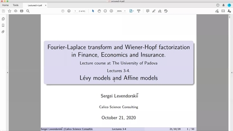 Thumbnail for entry PhD course of Sergei Levendorskii - Lectures 3-4