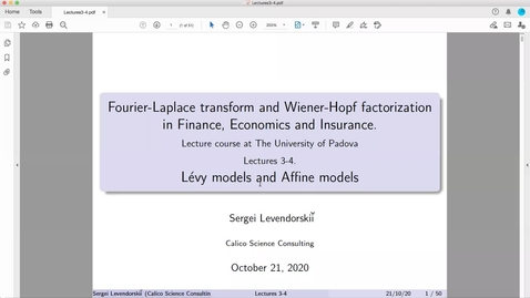 Thumbnail for PhD course of Sergei Levendorskii - Lectures 3-4
