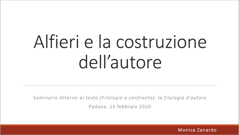 Thumbnail for Alfieri e la costruzione dell'autore