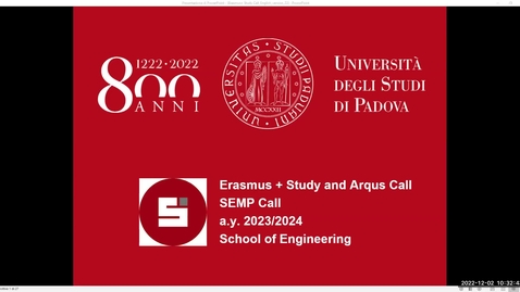 Thumbnail for International Mobility at the School of Engineering - Erasmus+Studies, SEMP, ARQUS_Part_1