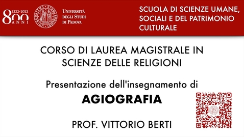 Thumbnail for Agiografia - Presentazione dell'insegnamento - Unipd