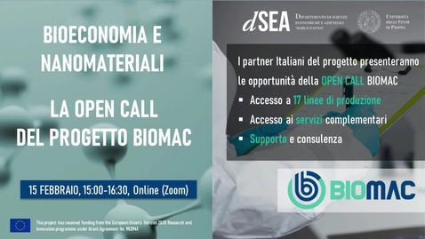 Thumbnail for entry Bioeconomia e nanomateriali, la open call del progetto Biomac, 15 febbraio 2023