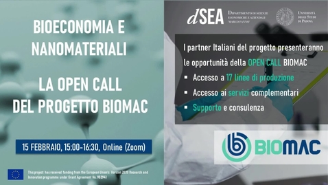 Thumbnail for Bioeconomia e nanomateriali, la open call del progetto Biomac, 15 febbraio 2023