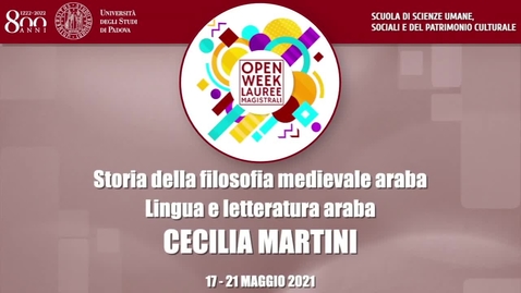 Thumbnail for entry Storia della filosofia medievale araba/Lingua e letteratura araba - Docente: Cecilia Martini