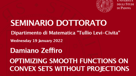 Thumbnail for entry Seminario Dottorato 2021/22 - Damiano Zeffiro (19.01.2022)