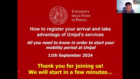 Thumbnail for WEBINAR 2 - Arrival registration, Student Card and Unipd's Services - Welcome days, 1st Semester 24/25