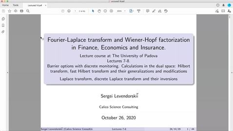 Thumbnail for PhD course of Sergei Levendorskii - Lectures 7-8
