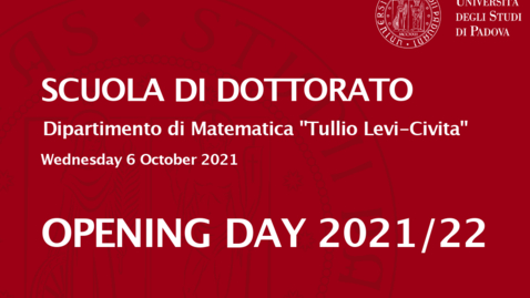 Thumbnail for entry Scuola di Dottorato - Opening Day 2021/22