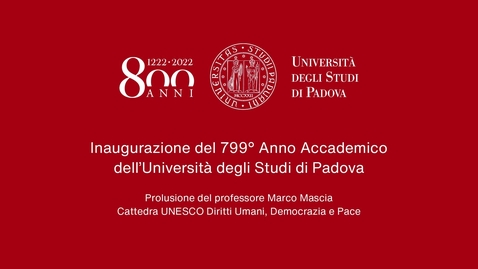 Thumbnail for Inaugurazione del 799° anno accademico: prolusione del prof. Marco Mascia, 16 aprile 2021