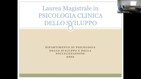 Thumbnail for entry Open Day CdS Magistrale in Psicologia Clinica dello Sviluppo a.a 23/24 - Prof.ssa Bonichini