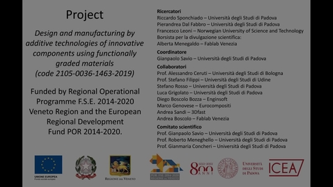 Thumbnail for Progettazione orientata alle tecnologie additive di componenti innovativi a variazione locale di proprietà - FSE - Dal Fabbro