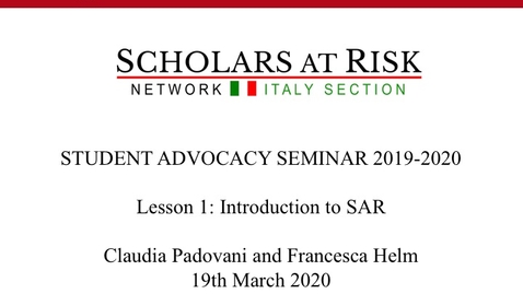Thumbnail for SAR Advocacy Seminars -Lesson 1 Introduction to the SAR Network