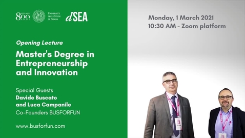 Thumbnail for Opening Lecture of the Master’s degree in Entrepreneurship and Innovation with Busforfun.com