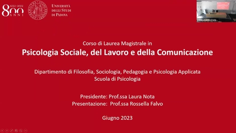 Thumbnail for entry Open Day CdS Magistrale in Psicologia Sociale, del Lavoro e della Comunicazione a.a 23/24 - Prof.ssa Falvo