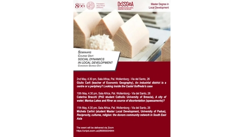 Thumbnail for The Seminars of the Master Course in LOCAL DEVELOPMENT, AY 2021/22 – Giulio Carli
