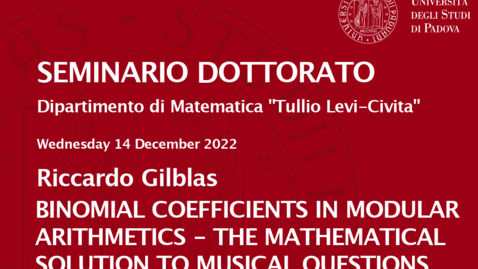 Thumbnail for entry Seminario Dottorato 2022/23 - Riccardo Gilblas (14.12.2022)