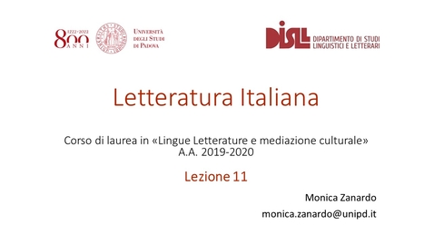 Thumbnail for Lezione 11 parte 1/2 (Dante - Vita Nova, cap. III)