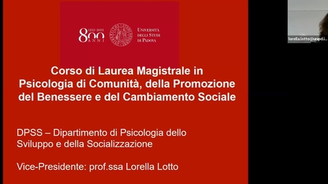 Thumbnail for entry Open Day CdS Magistrali Psicologia per l'a.a. 22/23 Prof.ssa Lotto