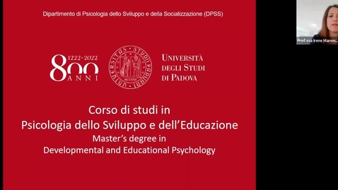 Thumbnail for entry Open Day CdS Magistrali Psicologia per l'a.a. 22/23 Prof.ssa Mammarella