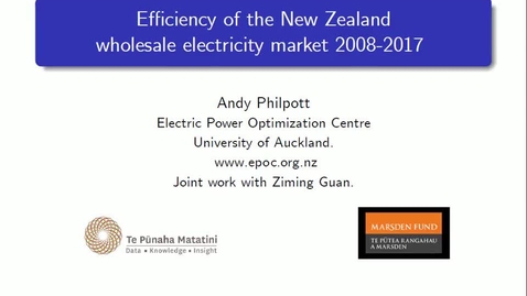 Miniatura para la entrada Seminario divulgativo Andy Philpott  17/06/2019: Efficiency of the New Zealand wholesale electricity market 2008-2017