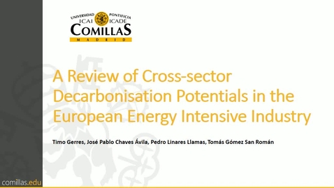 Miniatura para la entrada Presentación de trabajo de investigación al IIT Timo Gerres  30/05/2018 : A Review of Cross-sector Decarbonisation Potentials in the European Energy Intensive Industry