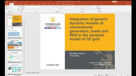 Miniatura para la entrada Seminar: &quot;Integration of generic dynamic models of conventional generation, loads and RES in the dynamic model of CE grid&quot; By Illia Diahovchenko (13-04-2023)