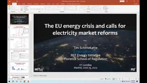 Miniatura para la entrada Seminar The EU energy crisis and calls for electricity market reforms by Tim Schittekatte (19-06-2023)