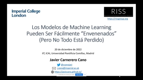 Miniatura para la entrada Seminario Divulgativo: &quot;Los modelos de machine learning pueden ser fácilmente “envenenados” (pero no todo está perdido) por Javier Carnerero Cano (20-12-2022)