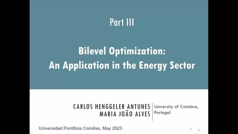 Miniatura para la entrada Seminar Bilevel Optimization III- Main Concepts and Algorithms by Carlos Henggeler (10-05-2023)