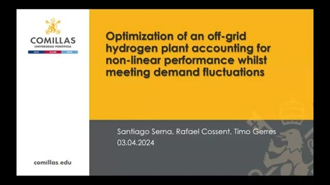 Miniatura para la entrada SADSE seminar: Optimising the design and operation of an electrolysis plant to account for non-linear performance while meeting demand fluctuations