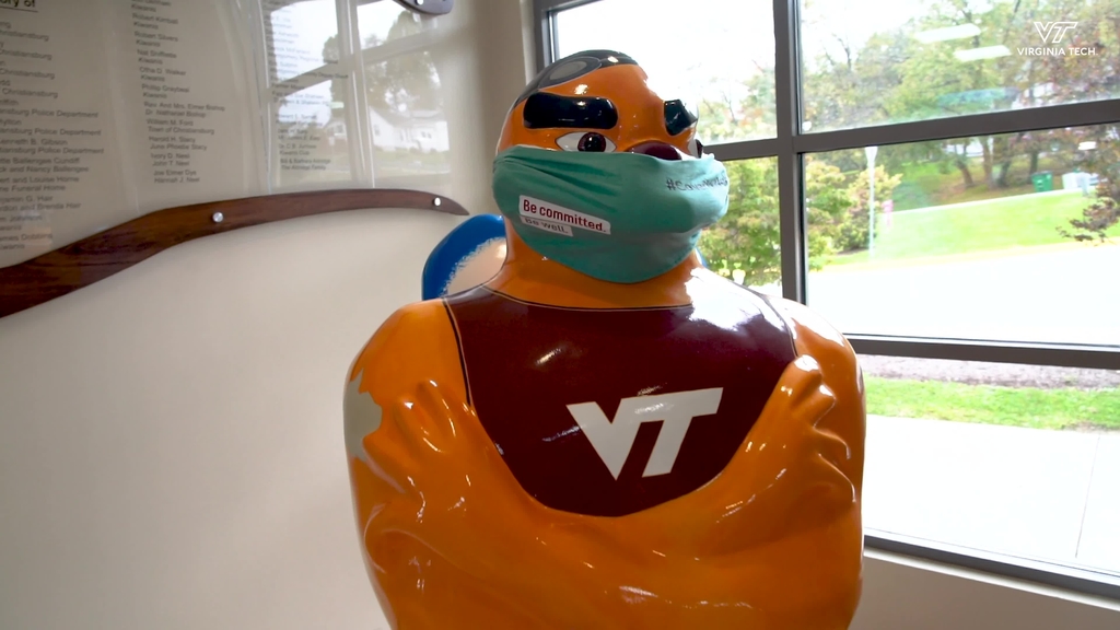 HokieBird gets mask as part of community commitment