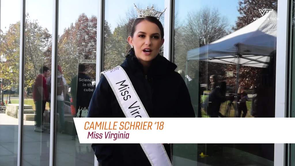 Miss Virginia, Camille Schrier, speaks at the VT Science Festival