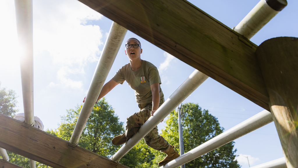 New cadets tackle the corps obstacle course and rappel tower