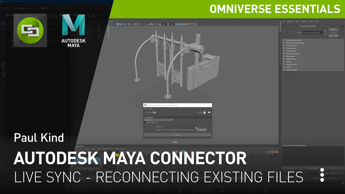 Autodesk Maya Connector Live Sync Reconnecting Existing Files Omniverse 2020 Nvidia On