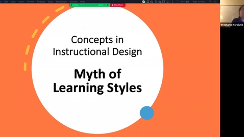 Thumbnail for entry Concepts in Instructional Design: Myth of Learning Styles - Fall 2021