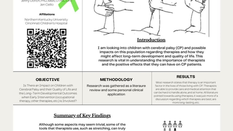 Thumbnail for Is There an Impact on Children with Cerebral Palsy and their Quality of Life and the Long-Term Developmental Outcomes when Early Intervention (occupational therapy, other therapies, etc.) is Involved?