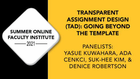 Thumbnail for Transparent Assignment Design (TAD): Going beyond the template. 