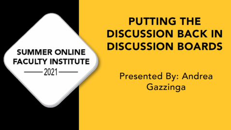 Thumbnail for Putting the Discussion Back in Discussion Boards