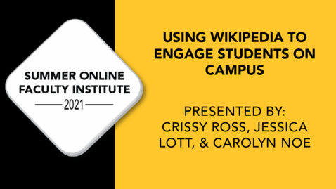 Thumbnail for Using Wikipedia to Engage Students on Campus
