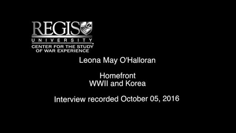 Thumbnail for entry Leona May O'Halloran Interview