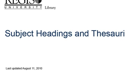 Thumbnail for Regis Library - Subject headings and thesauri
