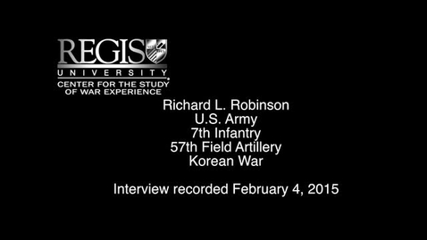 Thumbnail for Richard L. Robinson Interview