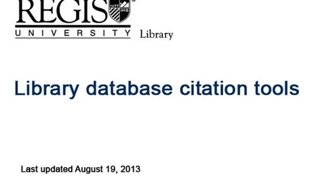 Thumbnail for Regis Library - Library database citation tools